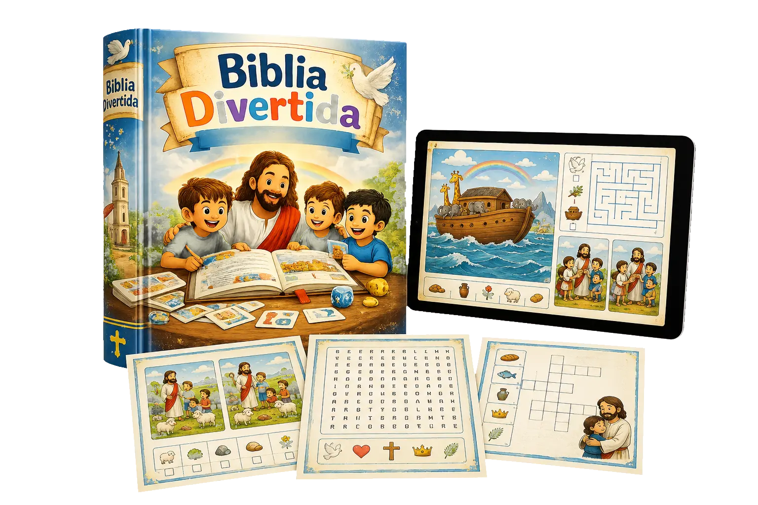 Paquete Biblia Divertida con libro, tableta y actividades imprimibles